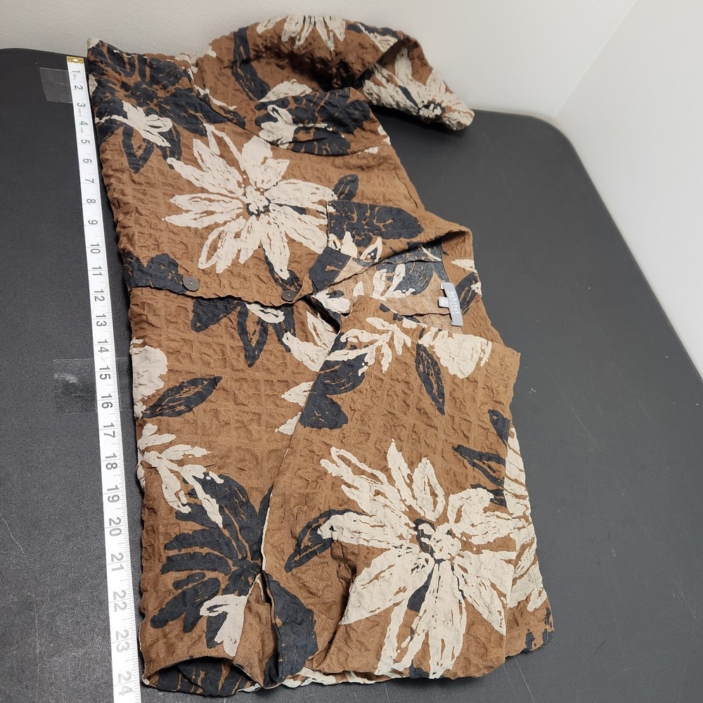 Habitat Button Up Brown Floral Womens XL Lagenlook Artsy Boxy - Picture 9 of 13